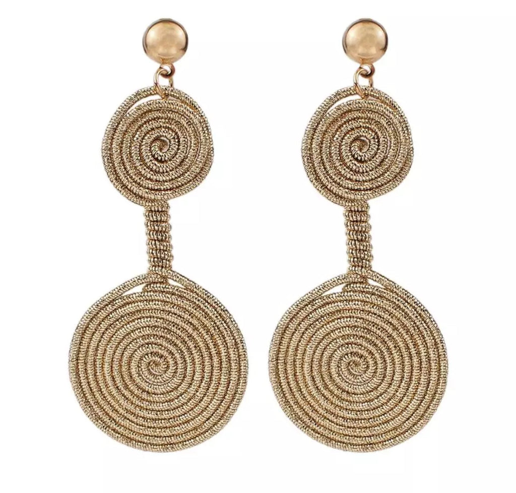 Spiral Wire Wrapping Double Circle Drop Earrings Earrings