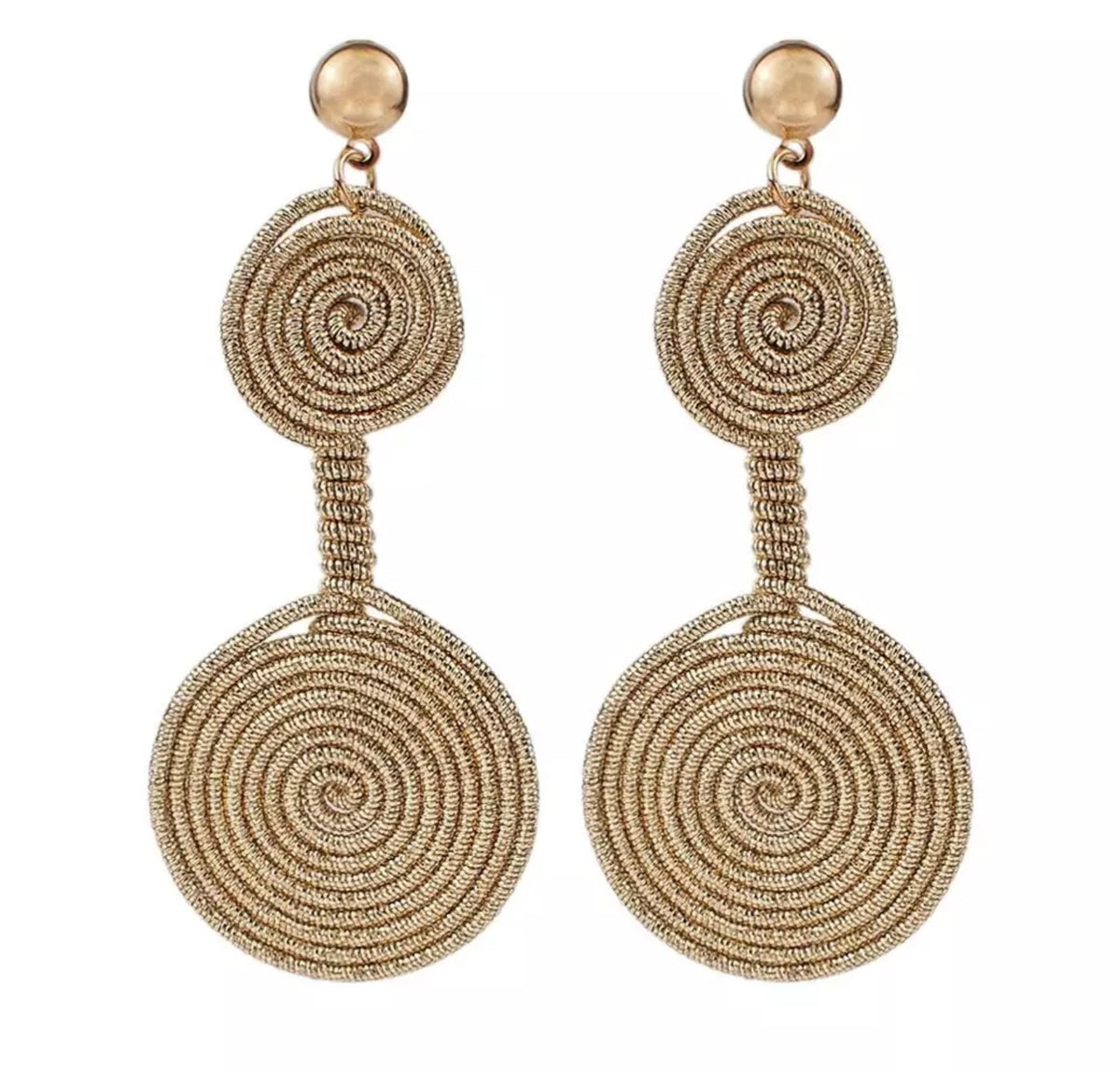 Spiral Wire Wrapping Double Circle Drop Earrings Earrings