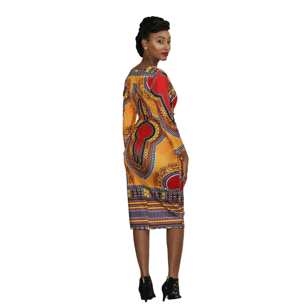 African Print Dashiki Midi Dress